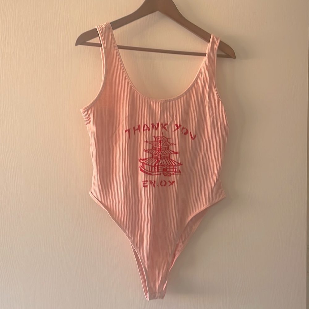 Pink ribbed bodysuit